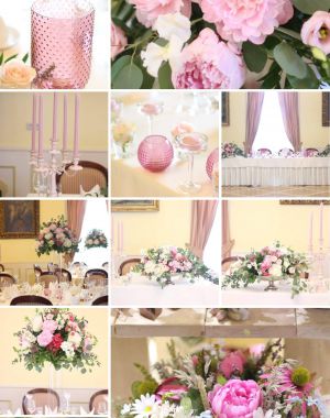 Romantická svadobná výzdoba s pivonkami v kaštieli Gino Park Palace Orlové 
Pivonky, ruže, eukalyptus, hortenzia