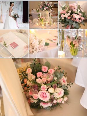 Svadobná výzdoba v ružovej farbe.