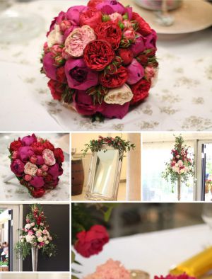 Svadobná výzdoba.
Pivonka a  ruža
Cyklaménová