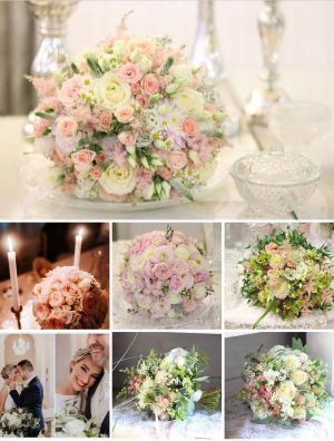 Ružová svadobná výzdoba.
Svadobná kytica.